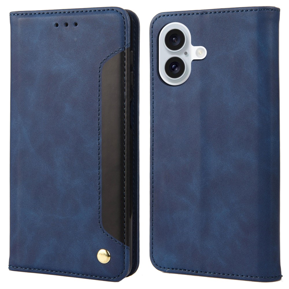 For iPhone 17 Case PU Leather Shockproof Protection Wallet Phone Cover - Blue