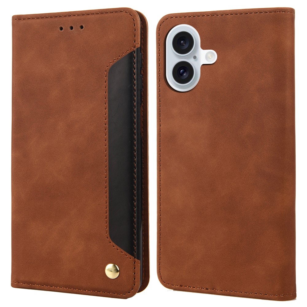 For iPhone 17 Case PU Leather Shockproof Protection Wallet Phone Cover - Brown