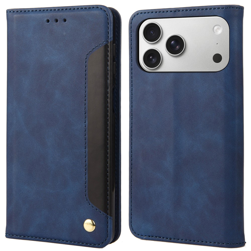 For iPhone 17 Pro Case PU Leather Shockproof Protection Wallet Phone Cover - Blue