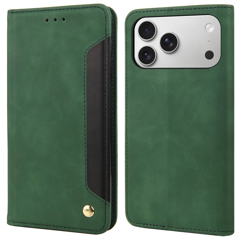 For iPhone 17 Pro Case PU Leather Shockproof Protection Wallet Phone Cover - Green