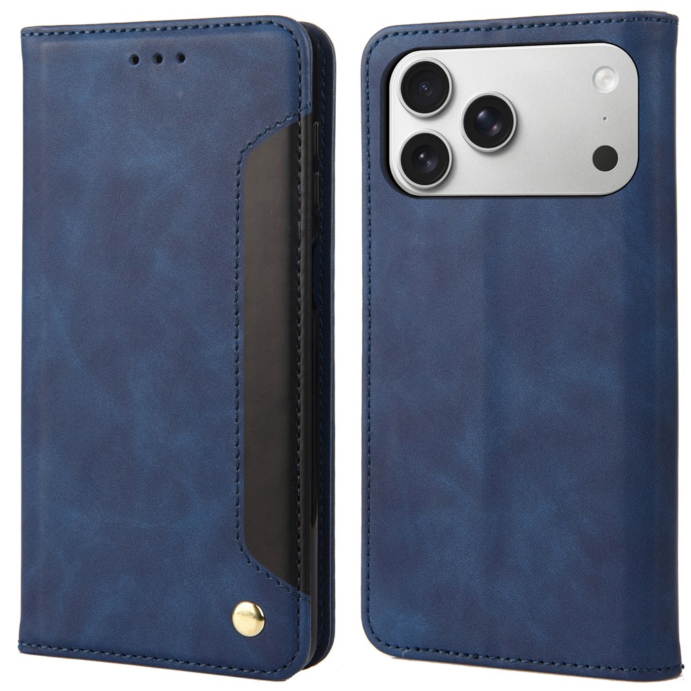 For iPhone 17 Pro Max Case PU Leather Shockproof Protection Wallet Phone Cover - Blue
