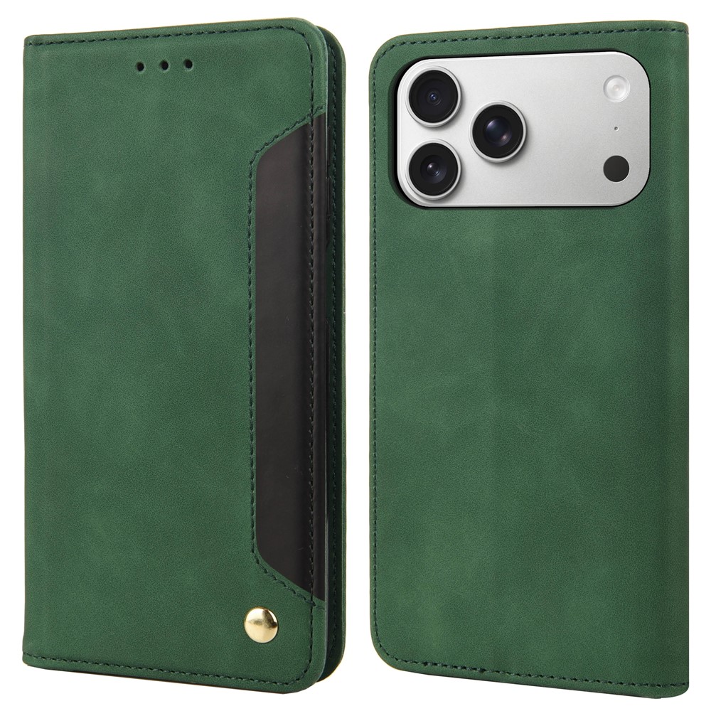 For iPhone 17 Pro Max Case PU Leather Shockproof Protection Wallet Phone Cover - Green