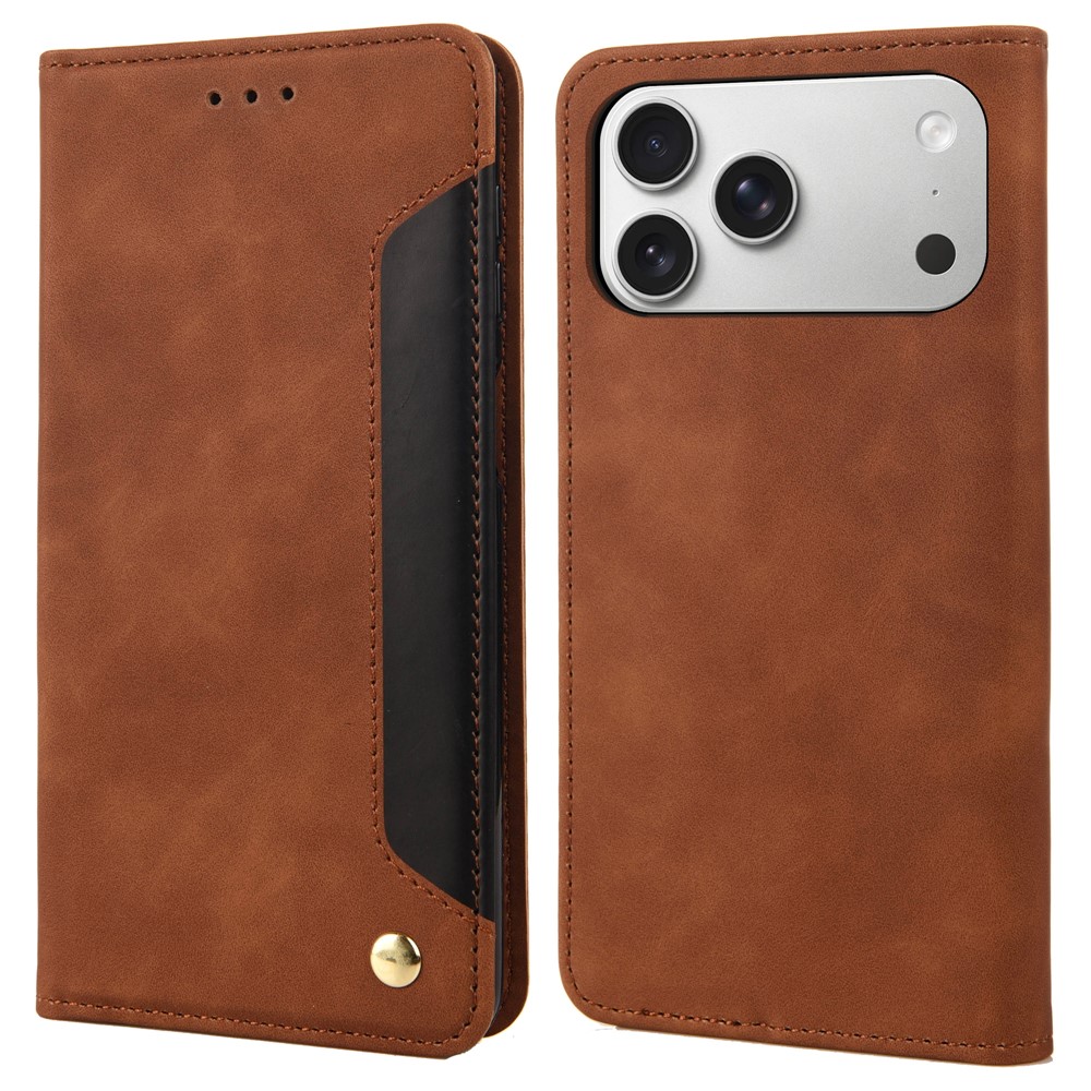 For iPhone 17 Pro Max Case PU Leather Shockproof Protection Wallet Phone Cover - Brown
