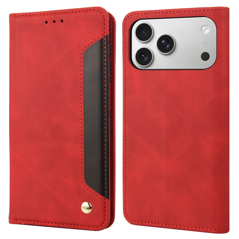 For iPhone 17 Pro Max Case PU Leather Shockproof Protection Wallet Phone Cover - Red