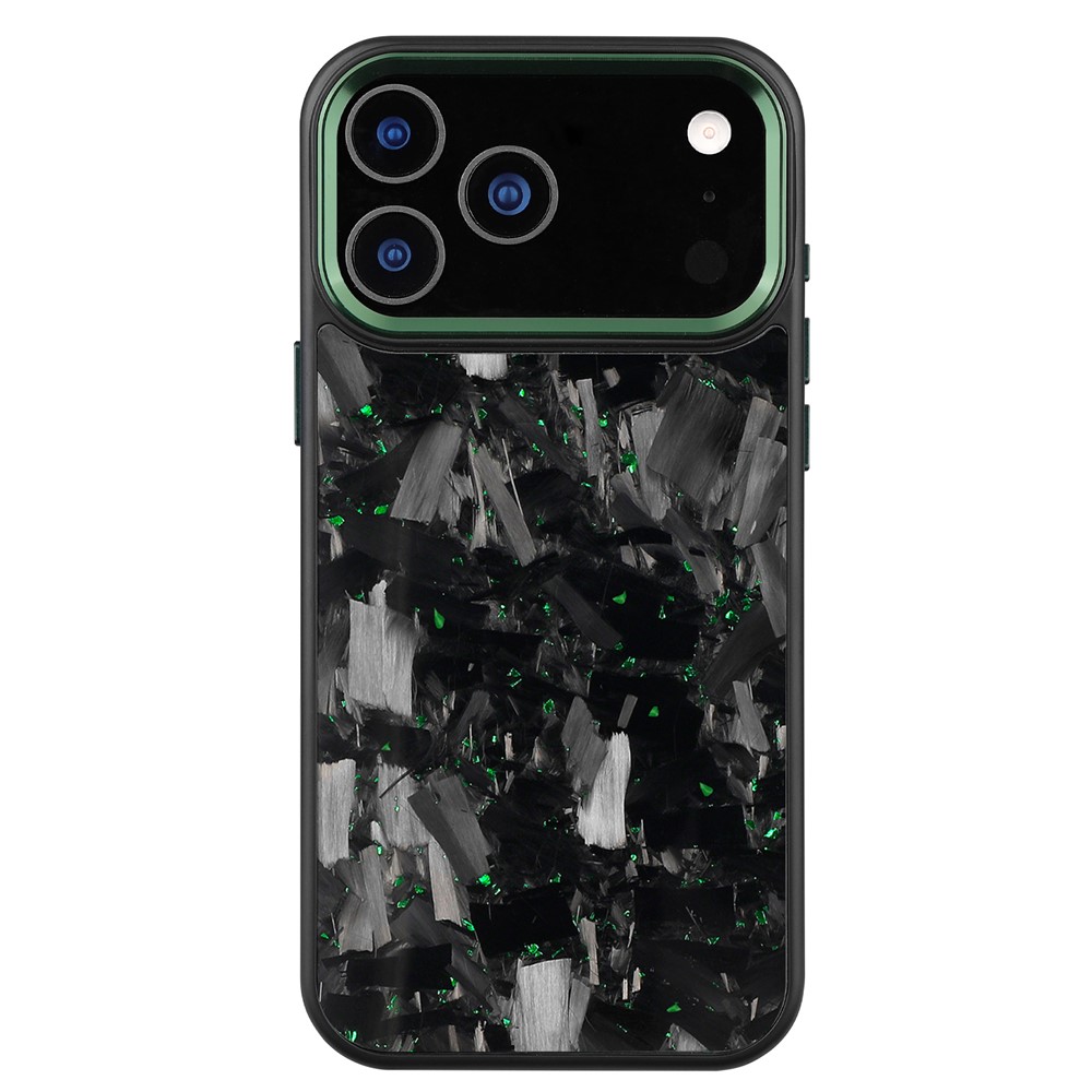 For iPhone 17 Pro Magnetic Case Large Texture Aramid Fiber + TPU Phone Cover with Metal Lens Frame - Green Lens Frame + Green