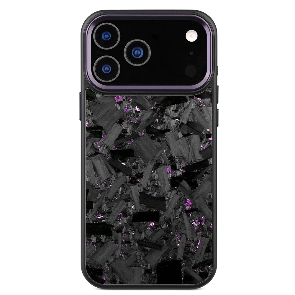 For iPhone 17 Pro Magnetic Case Large Texture Aramid Fiber + TPU Phone Cover with Metal Lens Frame - Purple Lens Frame + Purple