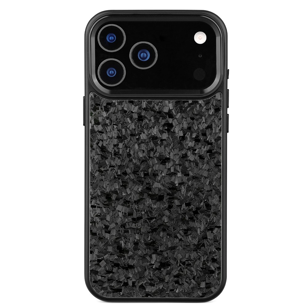 For iPhone 17 Pro Magnetic Case Forged Texture Aramid Fiber + TPU Phone Cover with Metal Lens Frame - Black Lens Frame + Black