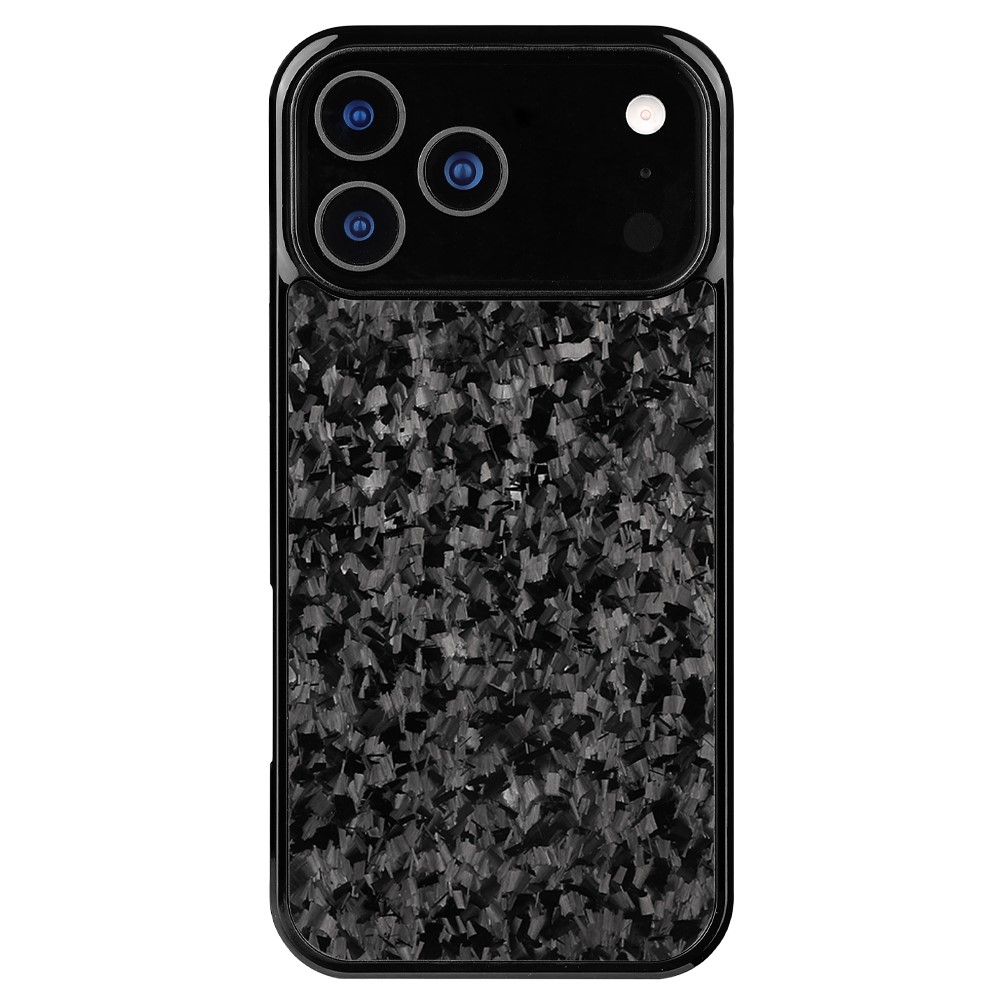 For iPhone 17 Pro Max Case Forged Texture Aramid Fiber + TPU Phone Cover with Black Lens Frame - Black