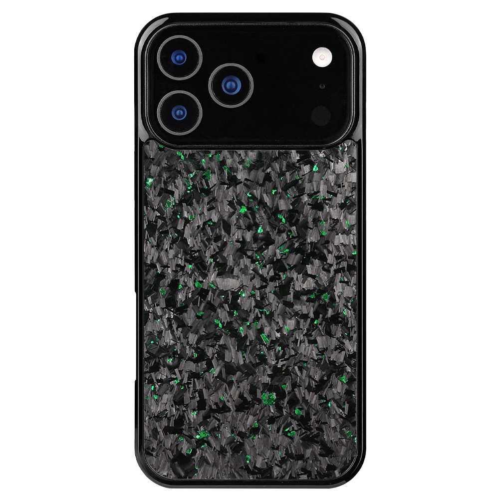 For iPhone 17 Pro Case Forged Texture Aramid Fiber + TPU Phone Cover with Black Lens Frame - Green