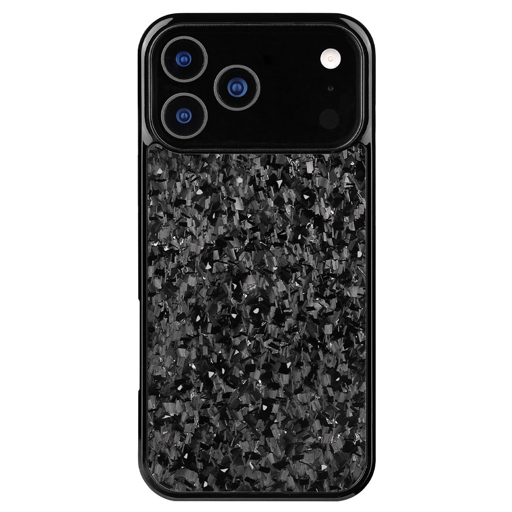 For iPhone 17 Pro Case Forged Texture Aramid Fiber + TPU Phone Cover with Black Lens Frame - Silver