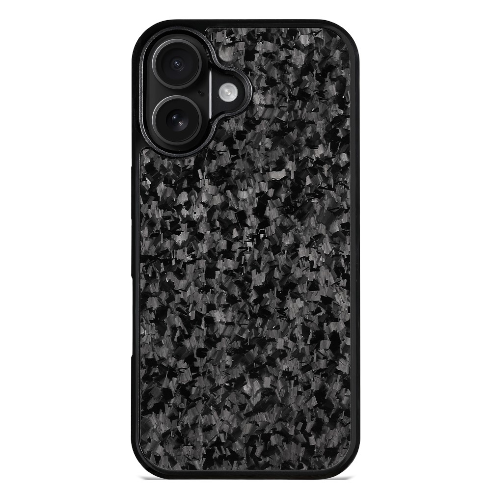For iPhone 17 Case Forged Texture Aramid Fiber + TPU Phone Cover with Black Lens Frame - Black
