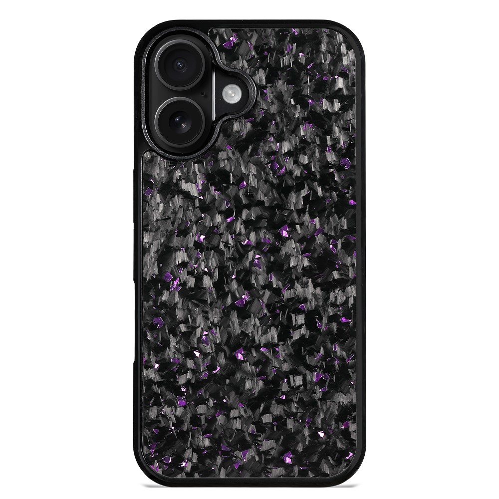 For iPhone 17 Case Forged Texture Aramid Fiber + TPU Phone Cover with Black Lens Frame - Purple