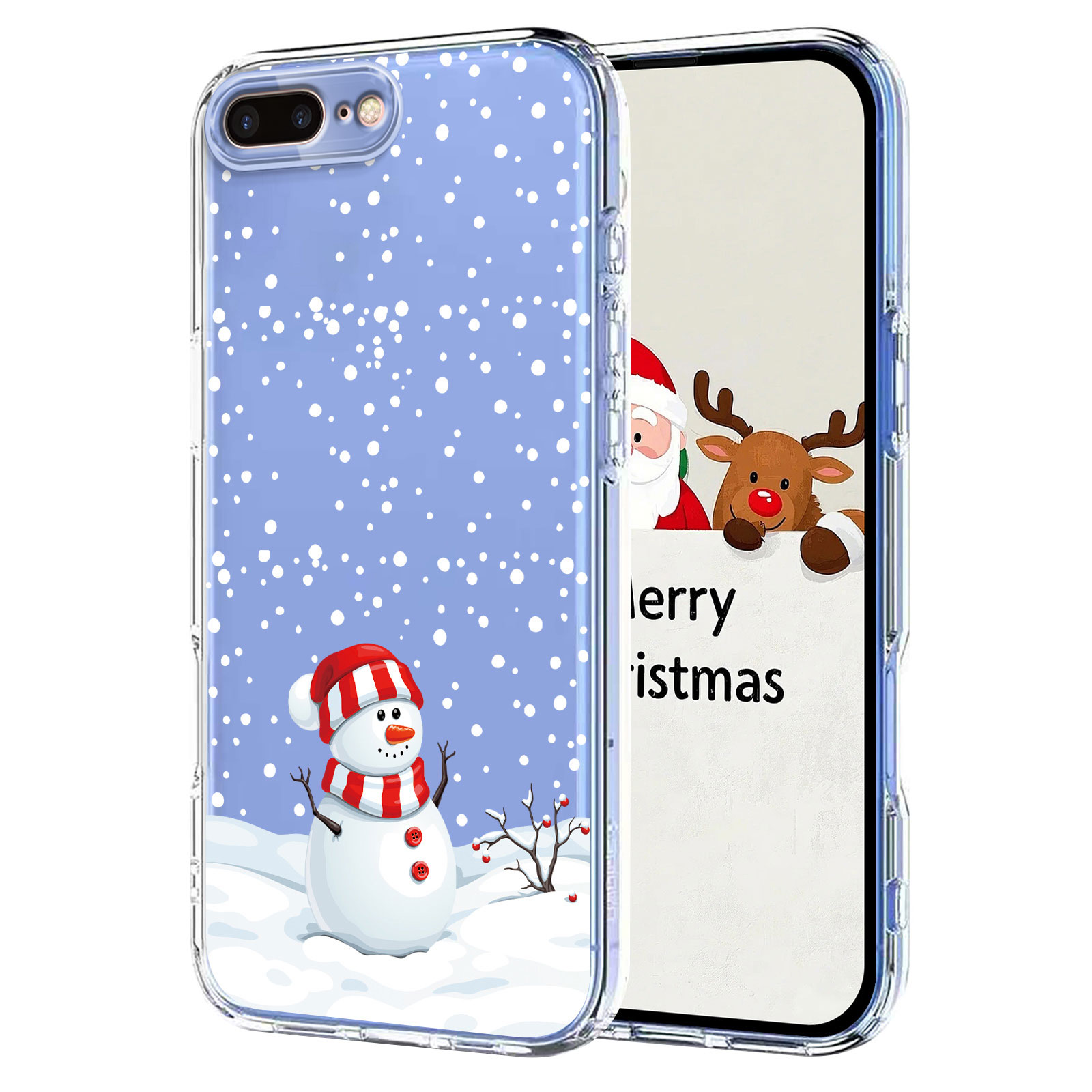 For iPhone 7 Plus 5.5 inch / iPhone 8 Plus 5.5 inch Case Christmas Themed Pattern Printing TPU Phone Back Cover - Christmas Snowman