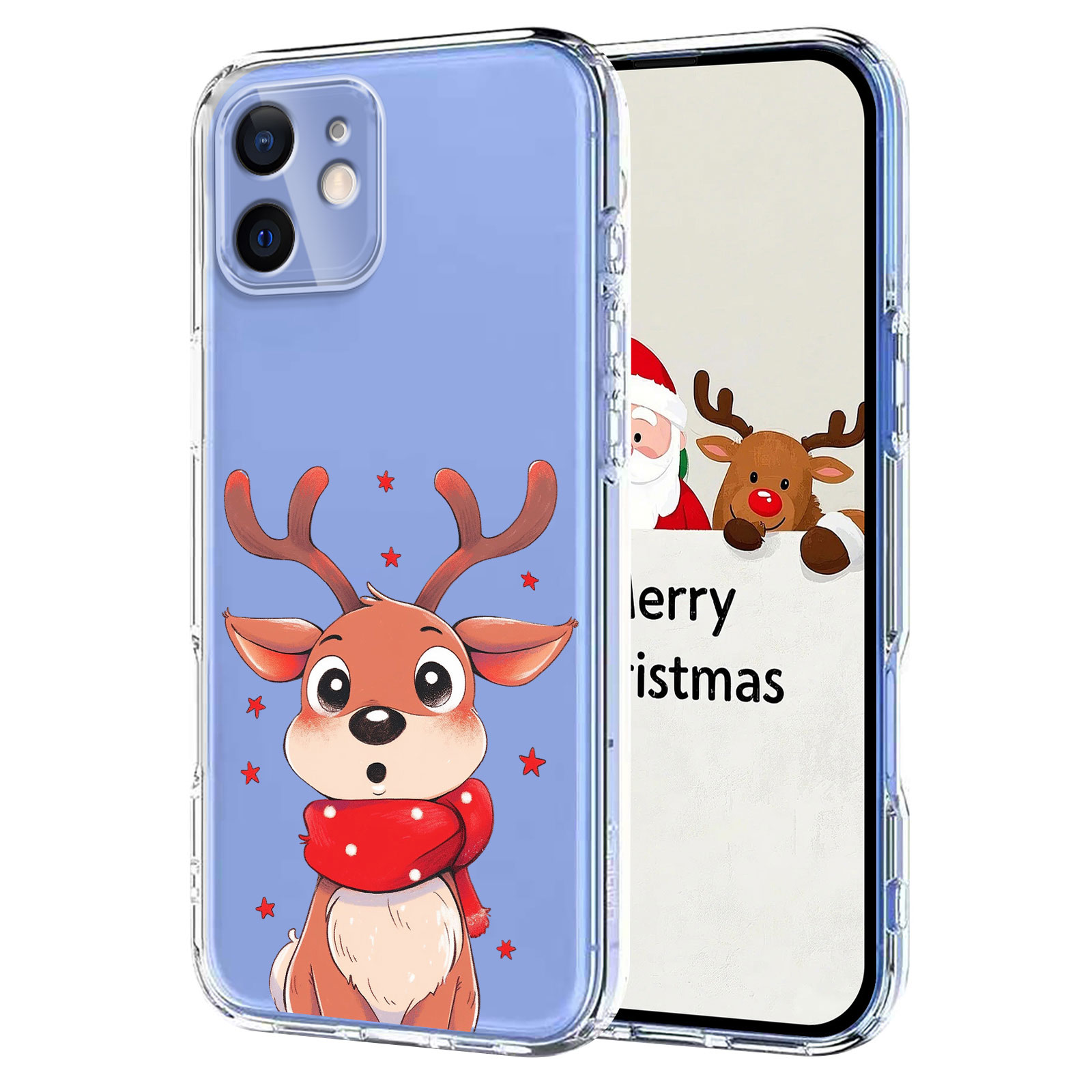 For iPhone 12 Pro 6.1 inch / iPhone 12 6.1 inch Case Christmas Themed Pattern Printing TPU Phone Back Cover - Christmas Elk