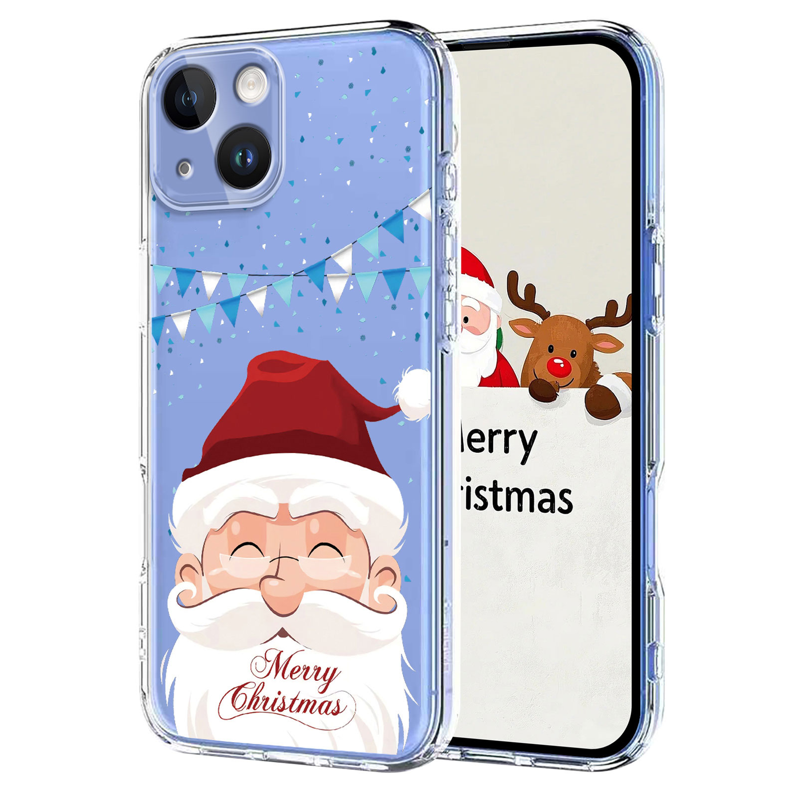 For iPhone 13 6.1 inch / iPhone 14 Case Christmas Themed Pattern Printing TPU Phone Back Cover - Santa Claus