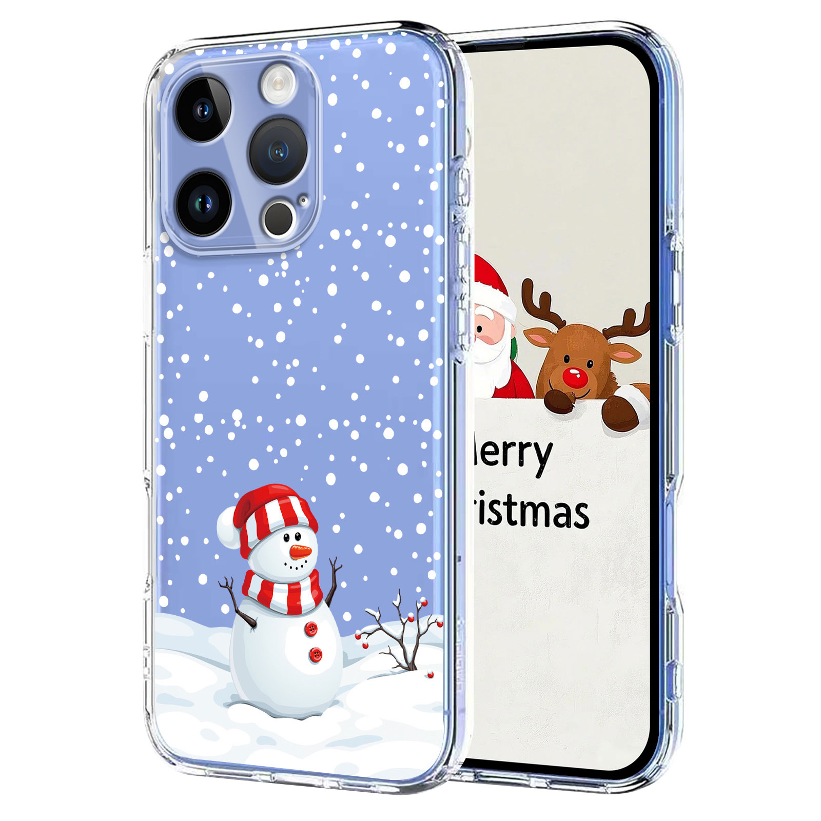 For iPhone 15 Pro Case Christmas Themed Pattern Printing TPU Phone Back Cover - Christmas Snowman