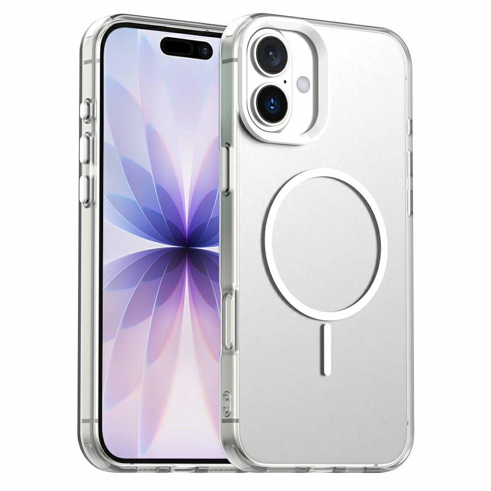 For iPhone 17 Case Candy Color PC + TPU + PET Phone Cover Compatible with MagSafe - White