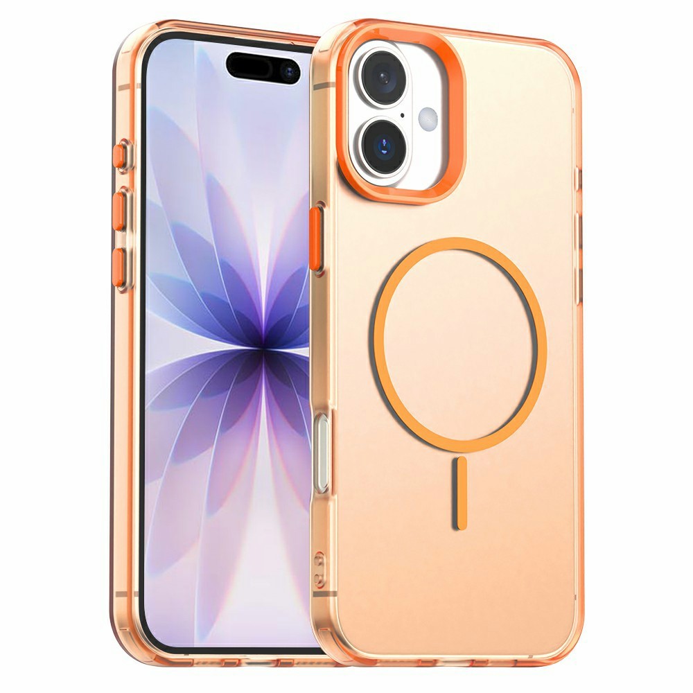 For iPhone 17 Case Candy Color PC + TPU + PET Phone Cover Compatible with MagSafe - Orange