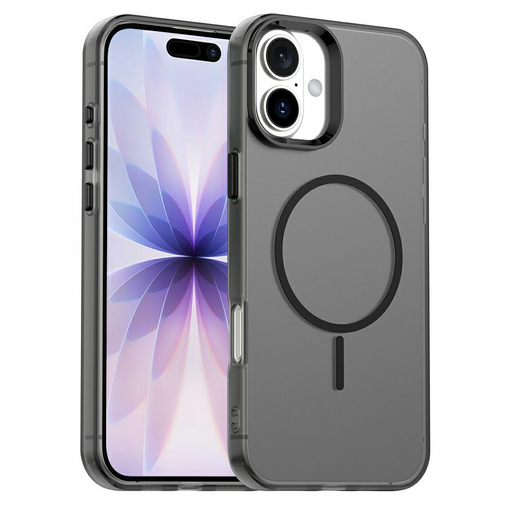 For iPhone 17 Case Candy Color PC + TPU + PET Phone Cover Compatible with MagSafe - Black