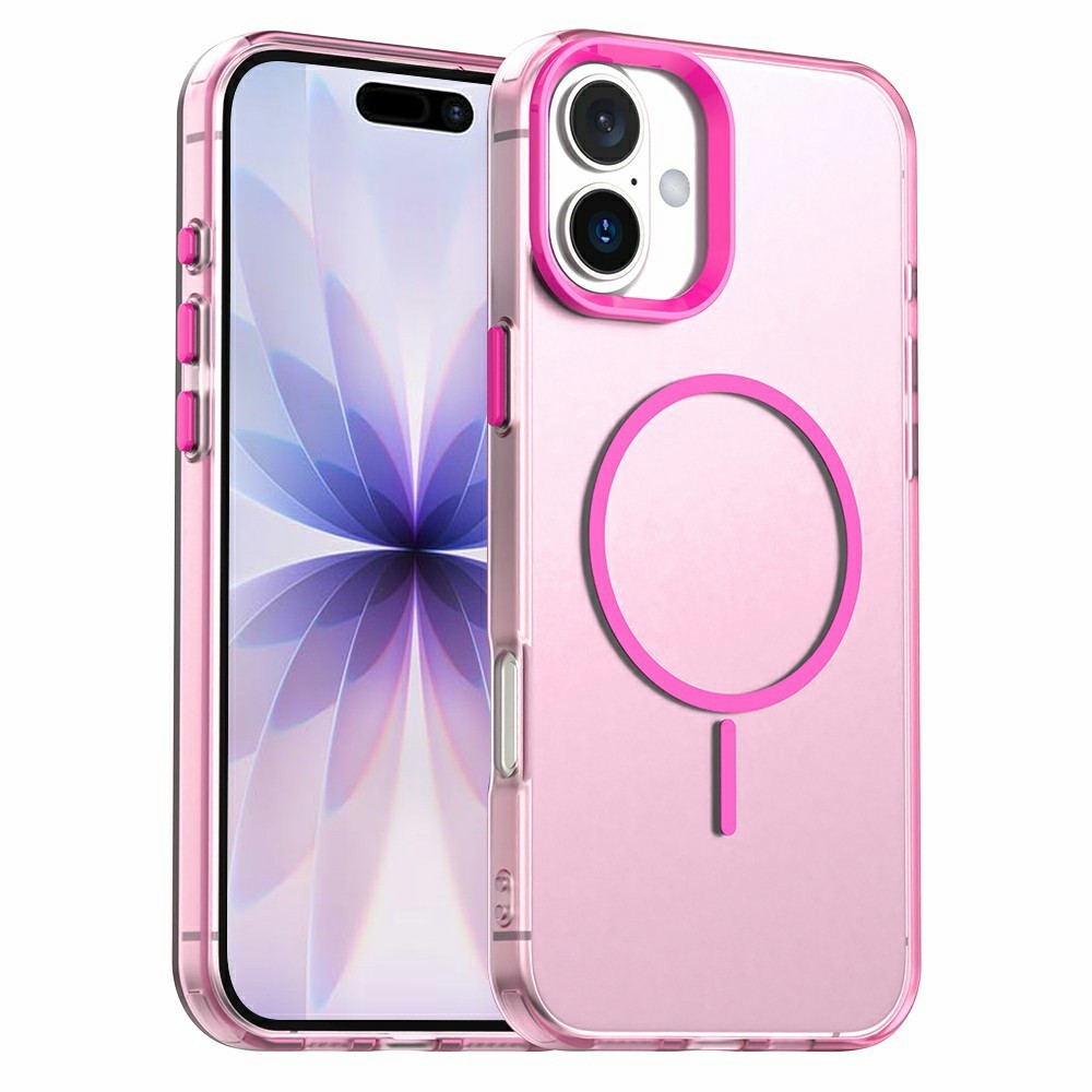 For iPhone 17 Case Candy Color PC + TPU + PET Phone Cover Compatible with MagSafe - Red