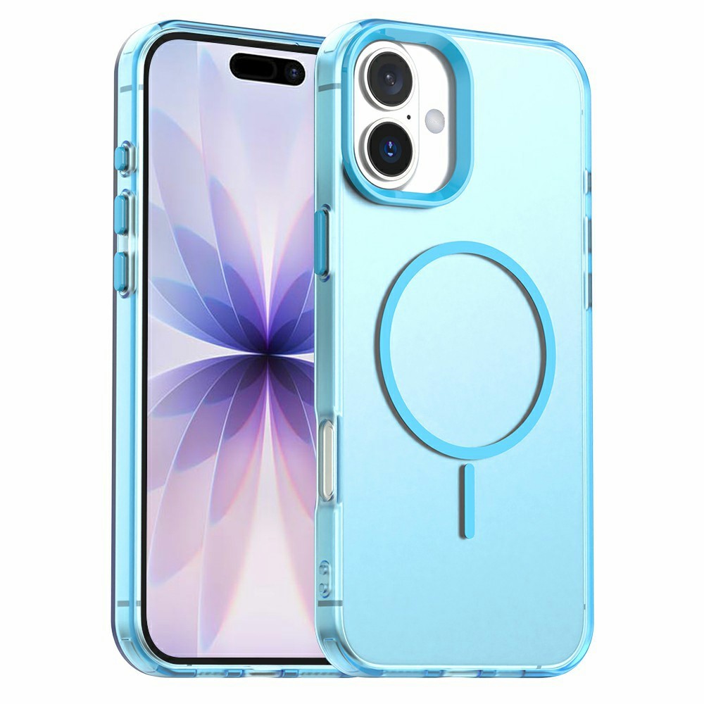 For iPhone 17 Case Candy Color PC + TPU + PET Phone Cover Compatible with MagSafe - Blue