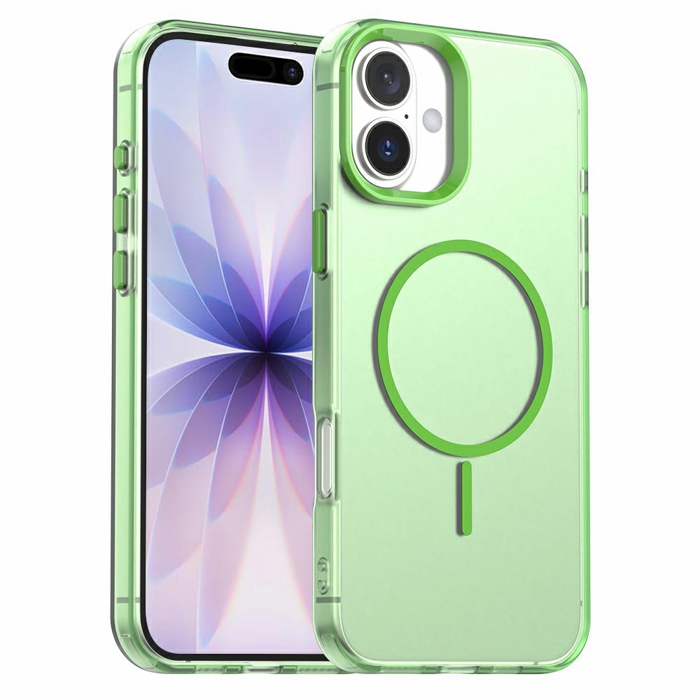 For iPhone 17 Case Candy Color PC + TPU + PET Phone Cover Compatible with MagSafe - Green