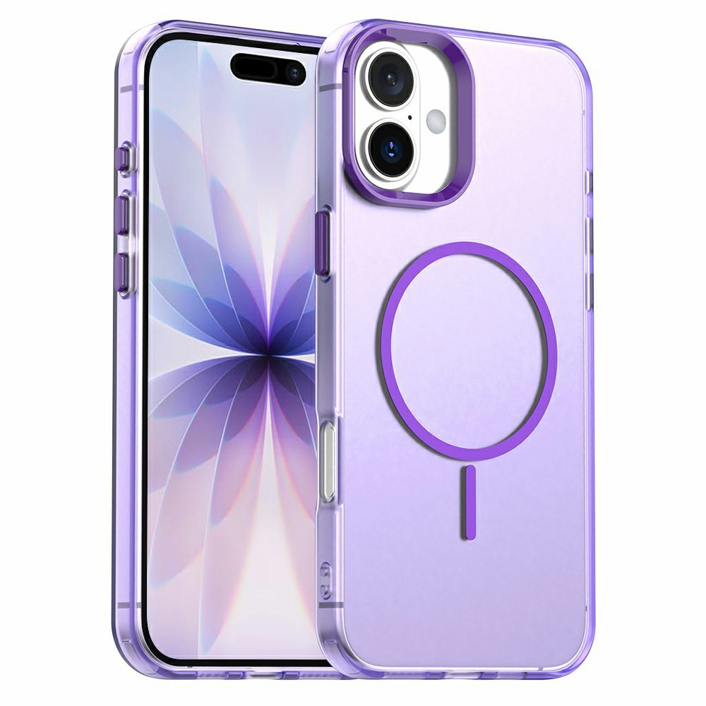 For iPhone 17 Case Candy Color PC + TPU + PET Phone Cover Compatible with MagSafe - Purple