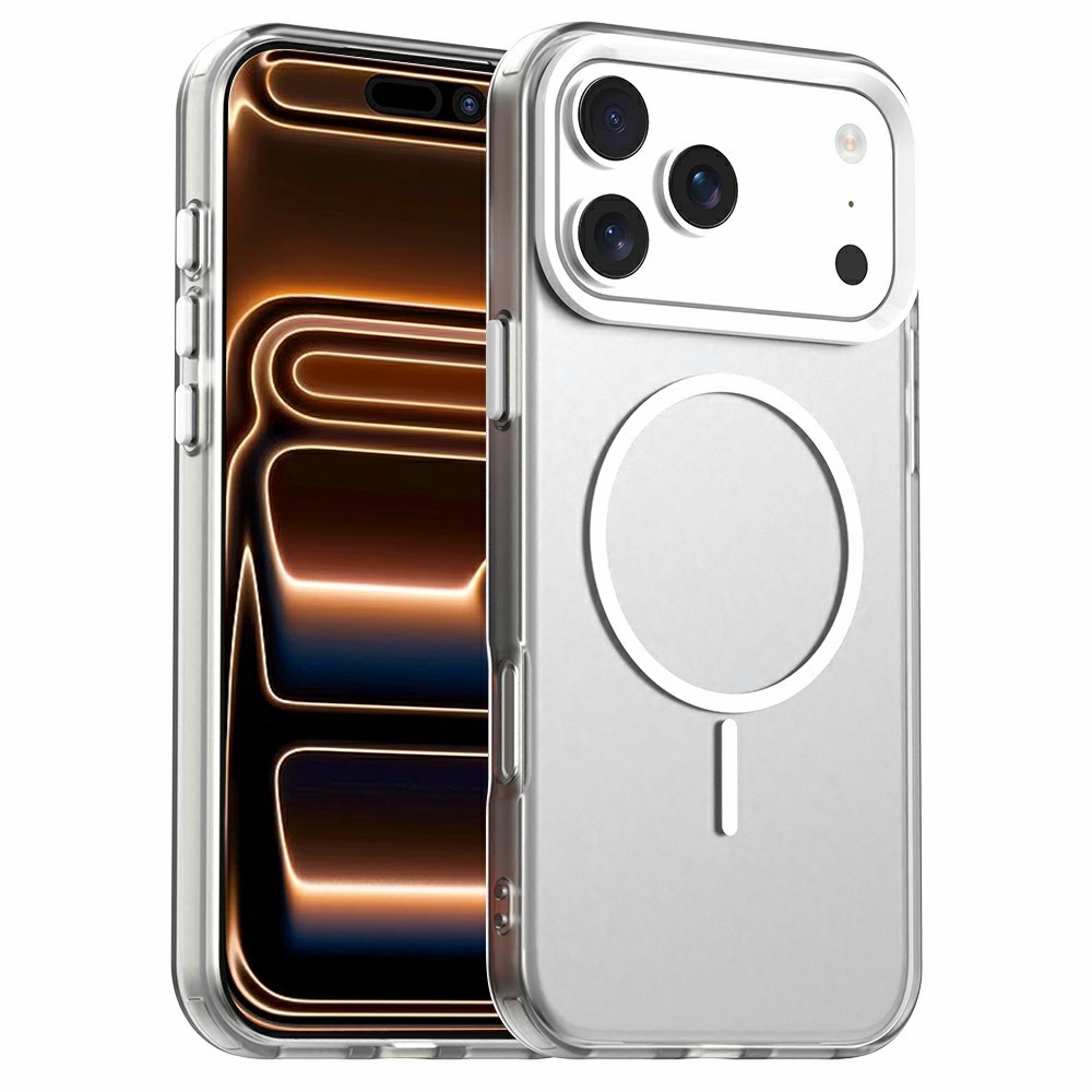 For iPhone 17 Pro Case Candy Color PC + TPU + PET Phone Cover Compatible with MagSafe - White