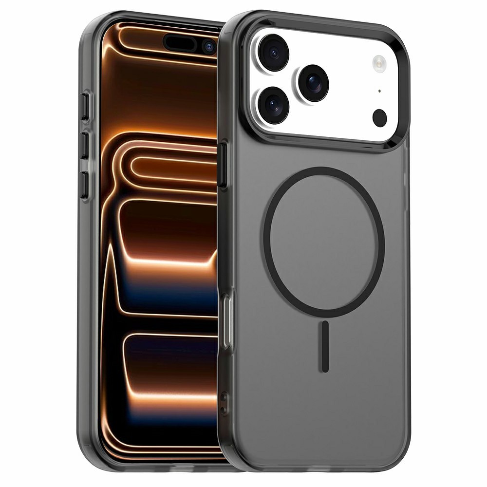 For iPhone 17 Pro Case Candy Color PC + TPU + PET Phone Cover Compatible with MagSafe - Black