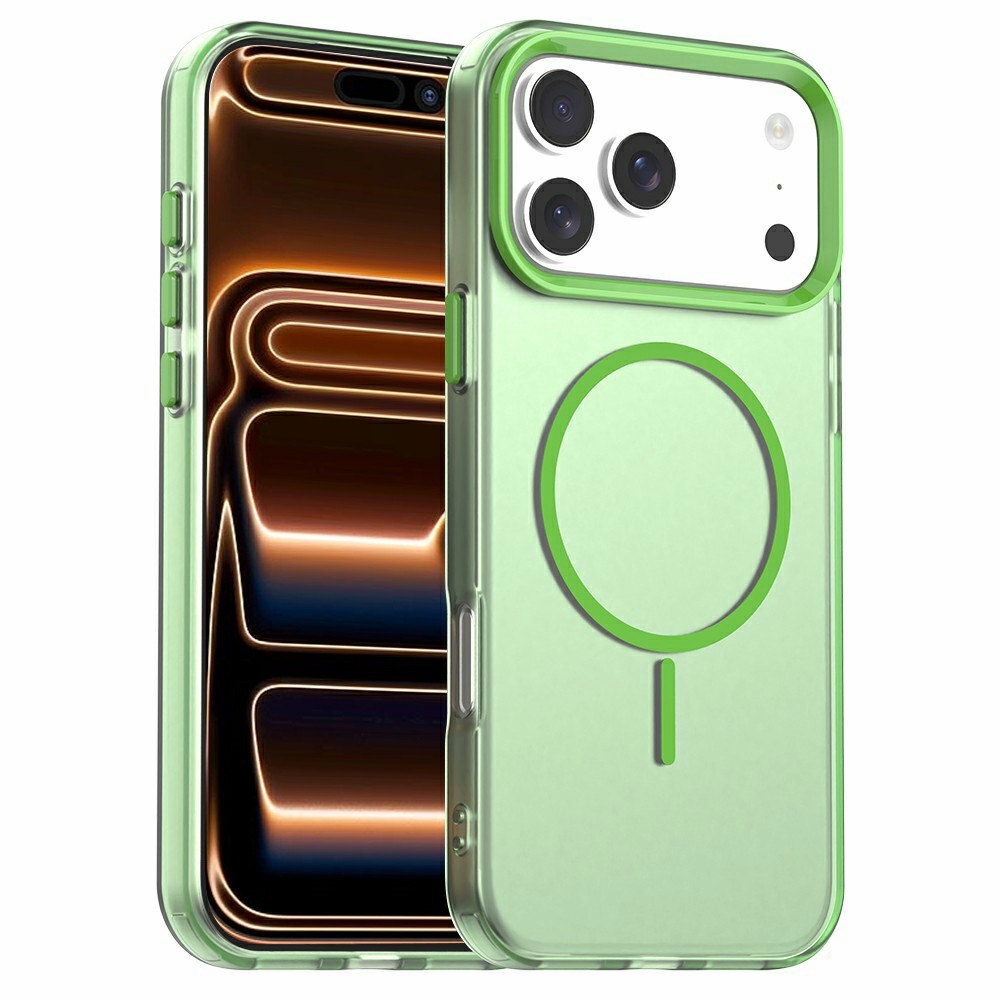 For iPhone 17 Pro Case Candy Color PC + TPU + PET Phone Cover Compatible with MagSafe - Green