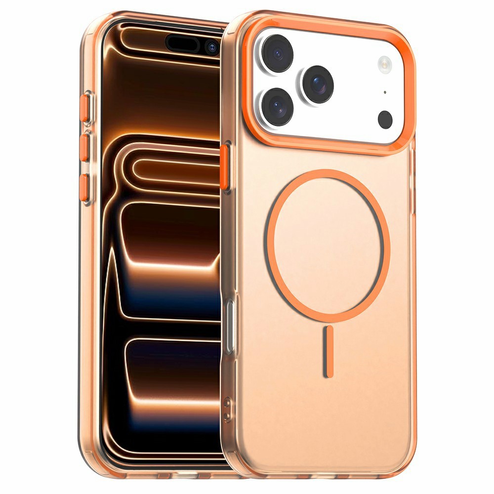For iPhone 17 Pro Max Case Candy Color PC + TPU + PET Phone Cover Compatible with MagSafe - Orange