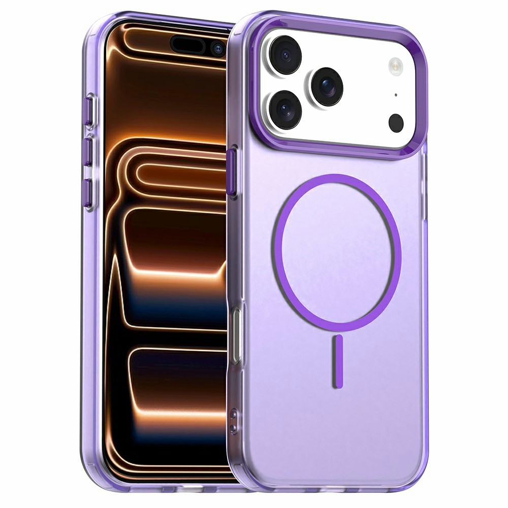 For iPhone 17 Pro Max Case Candy Color PC + TPU + PET Phone Cover Compatible with MagSafe - Purple