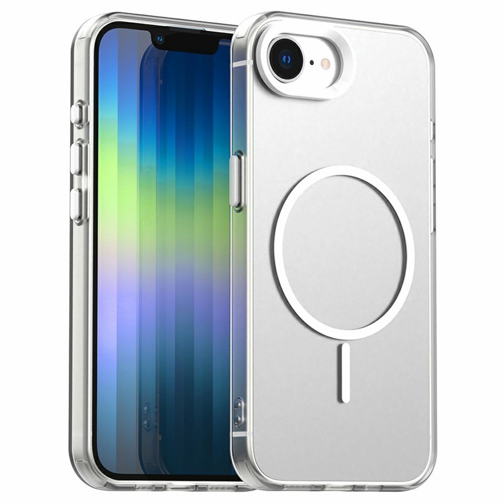 For iPhone 16e Case Candy Color PC + TPU + PET Phone Cover Compatible with MagSafe - White