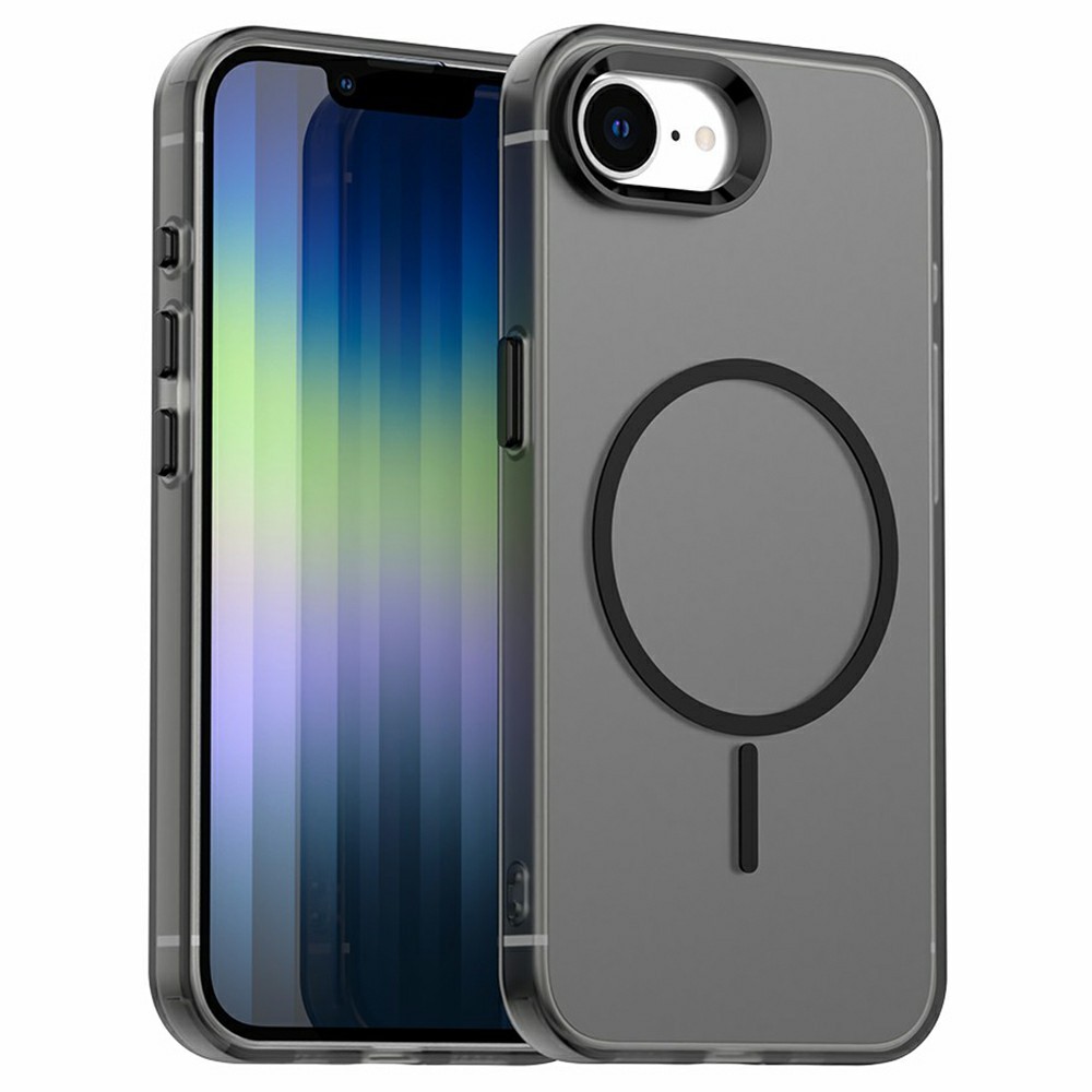 For iPhone 16e Case Candy Color PC + TPU + PET Phone Cover Compatible with MagSafe - Black