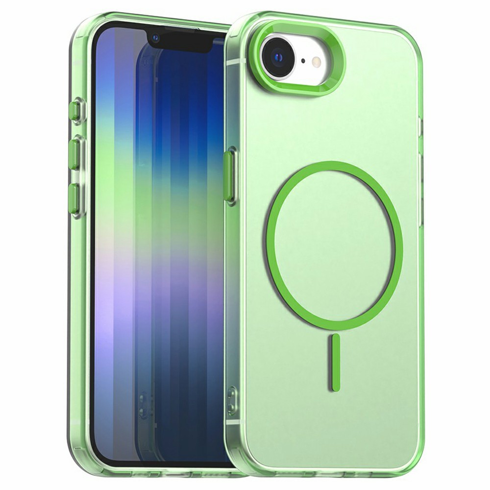 For iPhone 16e Case Candy Color PC + TPU + PET Phone Cover Compatible with MagSafe - Green