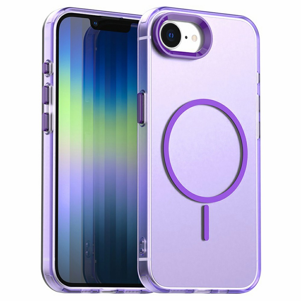 For iPhone 16e Case Candy Color PC + TPU + PET Phone Cover Compatible with MagSafe - Purple