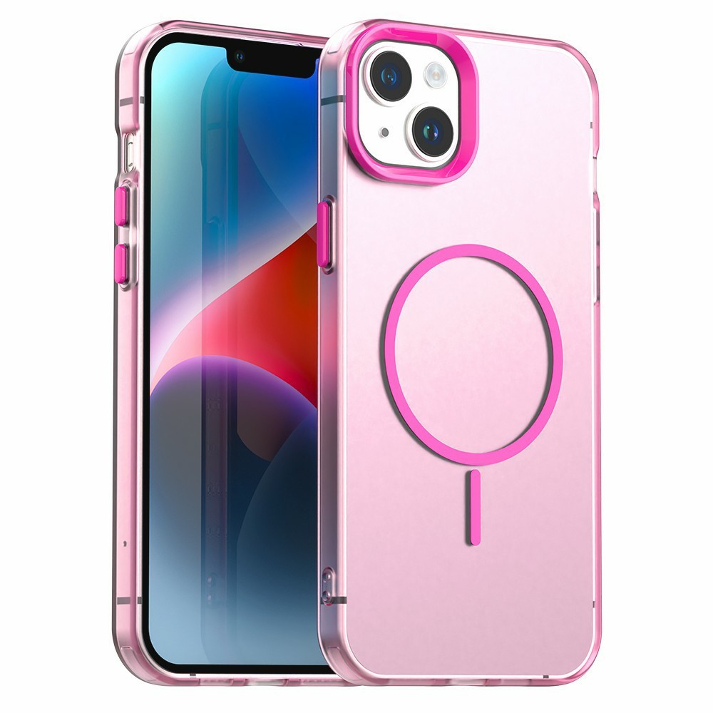 For iPhone 14 Case Candy Color PC + TPU + PET Phone Cover Compatible with MagSafe - Red