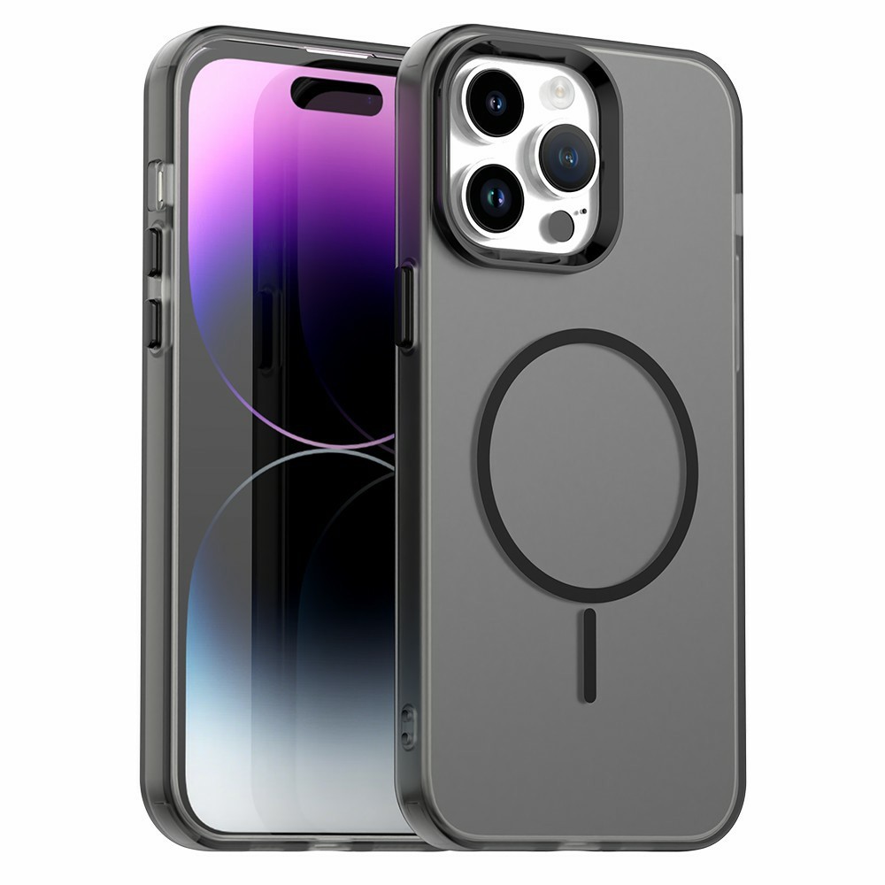 For iPhone 14 Pro Max Case Candy Color PC + TPU + PET Phone Cover Compatible with MagSafe - Black