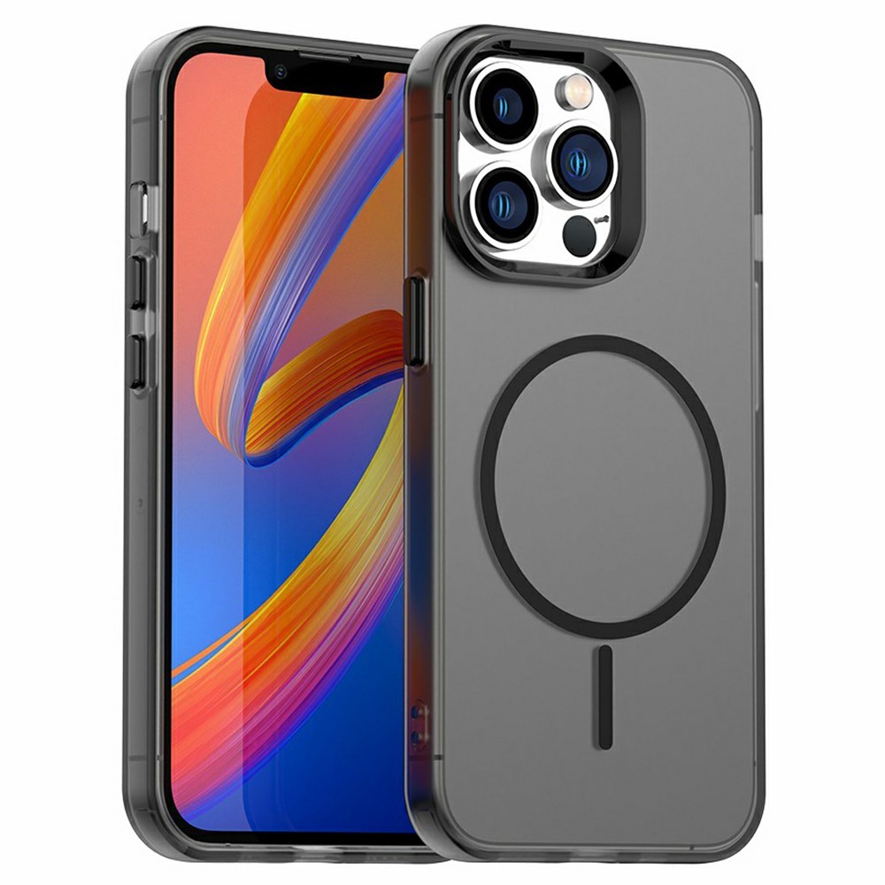 For iPhone 13 Pro Max Case Candy Color PC + TPU + PET Phone Cover Compatible with MagSafe - Black