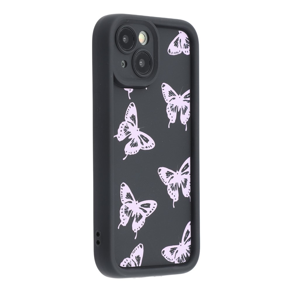 For iPhone 13 Case Butterfly Print TPU Shockproof Phone Back Cover - Pink