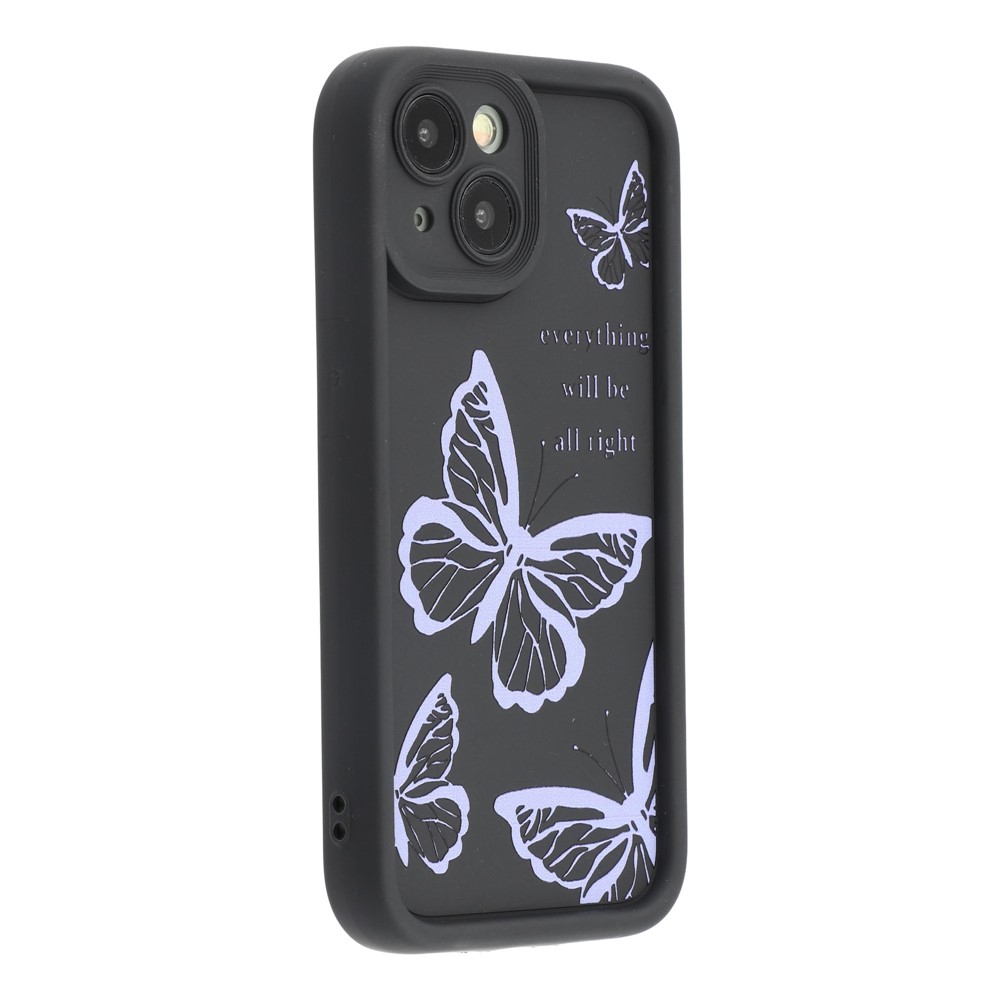 For iPhone 14 Case Butterfly Print TPU Shockproof Phone Back Cover - Purple