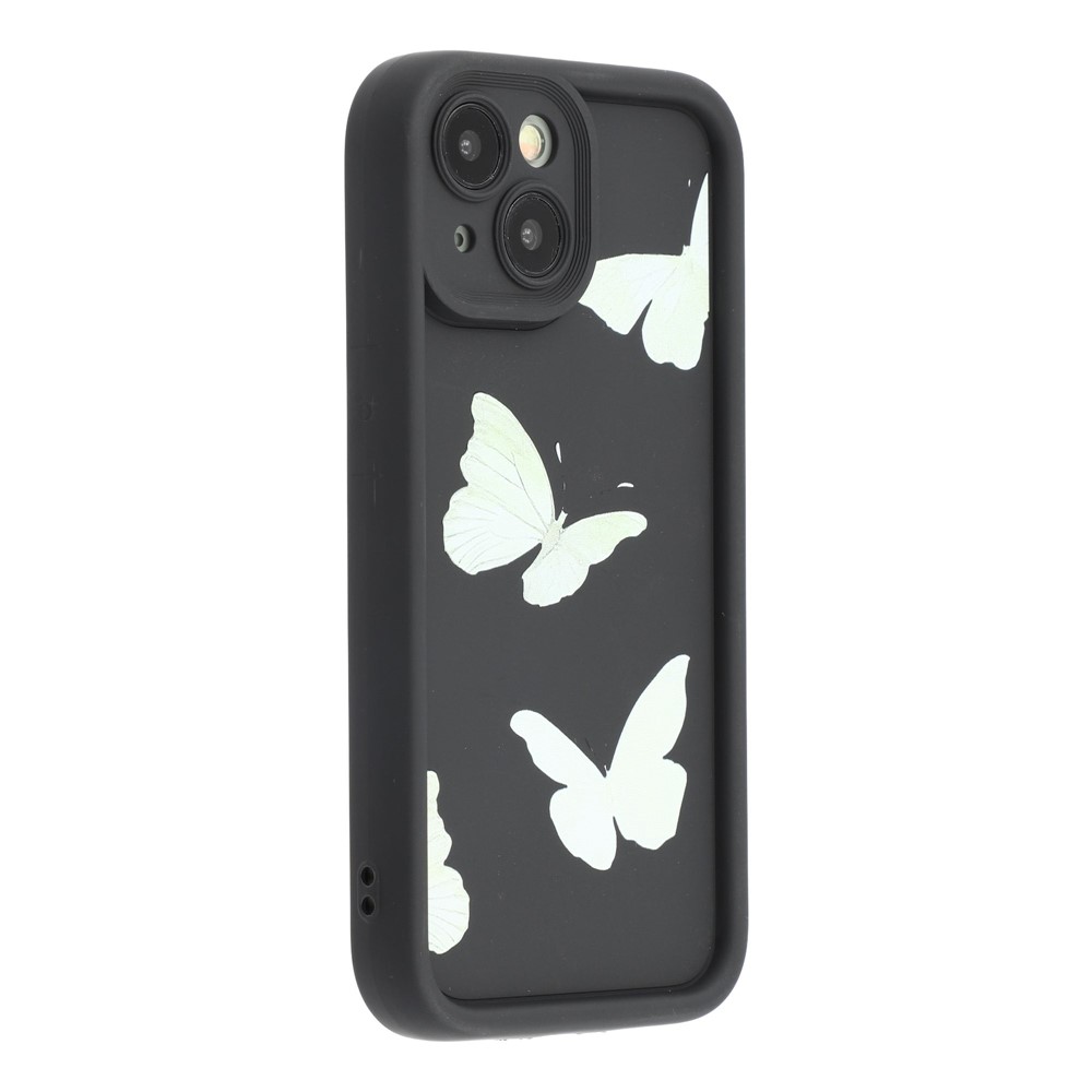 For iPhone 15 Plus Case Butterfly Print TPU Shockproof Phone Back Cover - Green