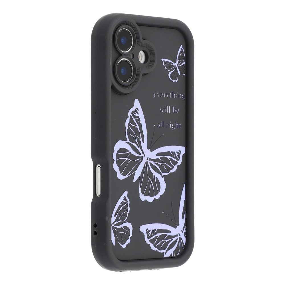 For iPhone 16 Case Butterfly Print TPU Shockproof Phone Back Cover - Purple