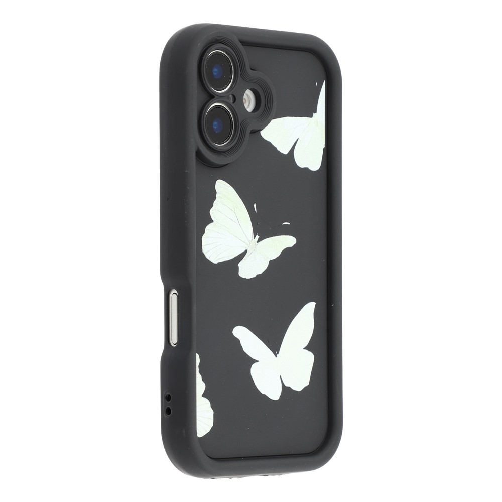 For iPhone 16 Plus Case Butterfly Print TPU Shockproof Phone Back Cover - Green