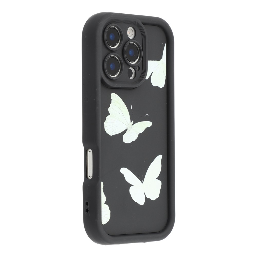 For iPhone 16 Pro Case Butterfly Print TPU Shockproof Phone Back Cover - Green