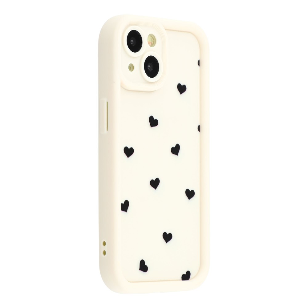 For iPhone 14 Case Heart Pattern TPU Phone Cover with Stepped Edge - White