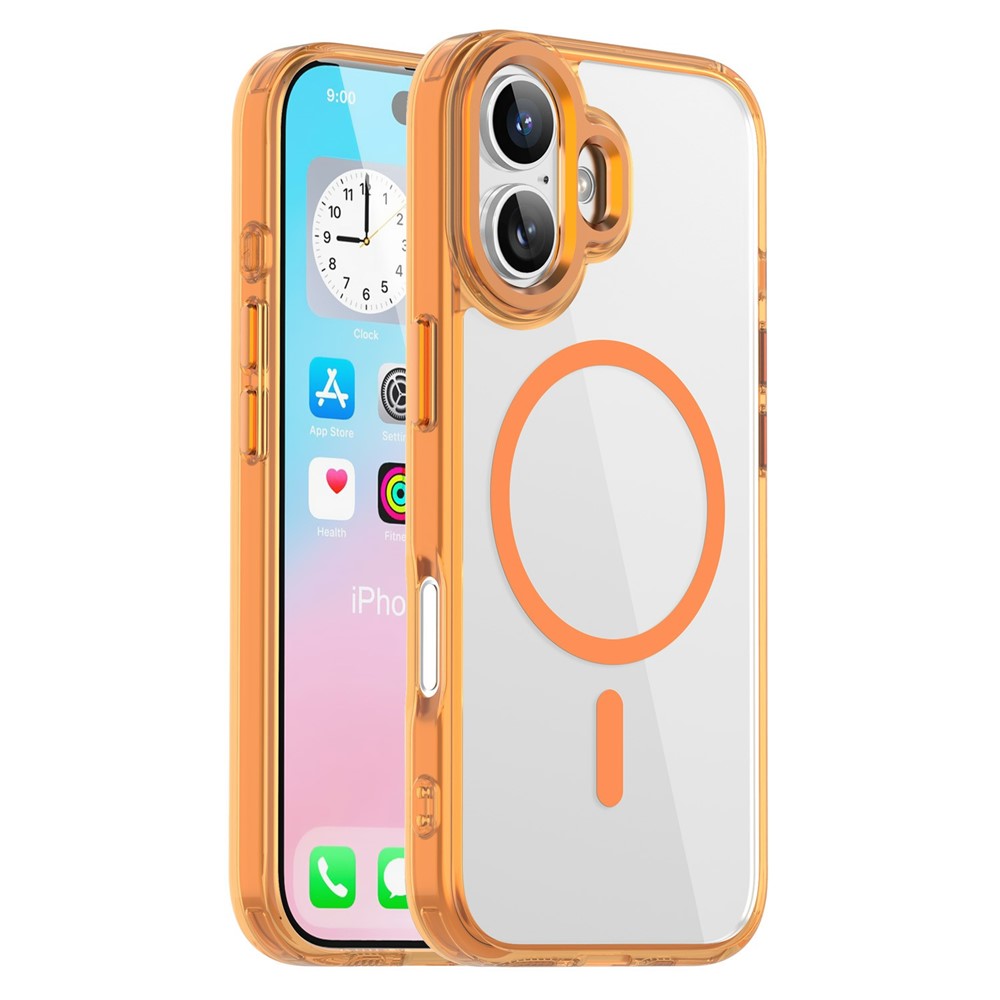 For iPhone 17 Case Compatible with MagSafe TPU+PC Transparent Phone Cover - Transparent Orange