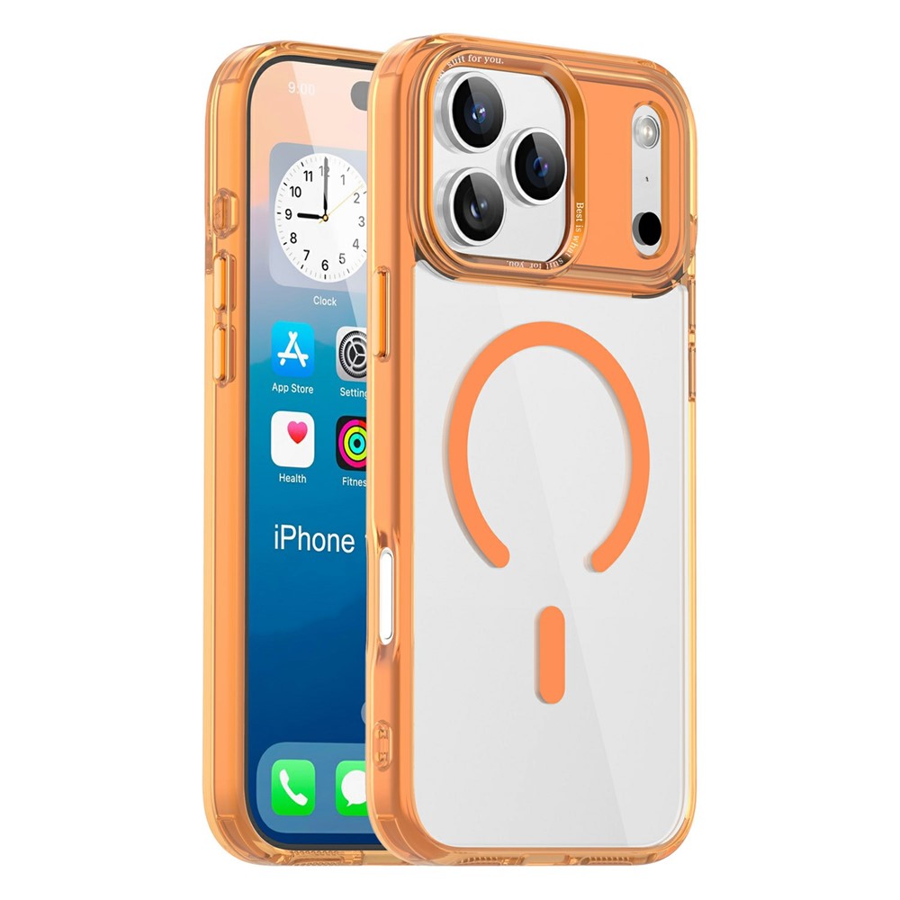 For iPhone 17 Pro Case Compatible with MagSafe TPU+PC Transparent Phone Cover - Transparent Orange