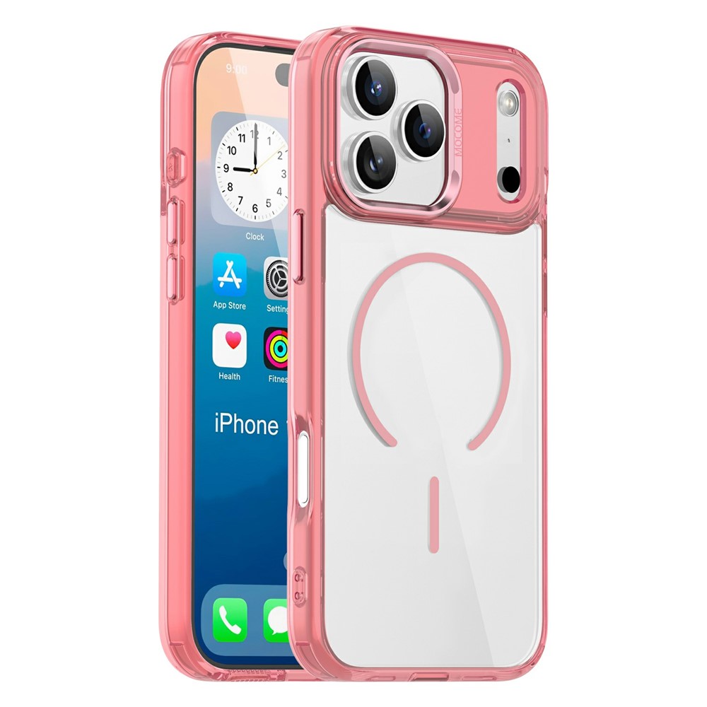 For iPhone 17 Pro Magnetic Case Compatible with MagSafe TPU PC Clear Phone Cover - Transparent Pink