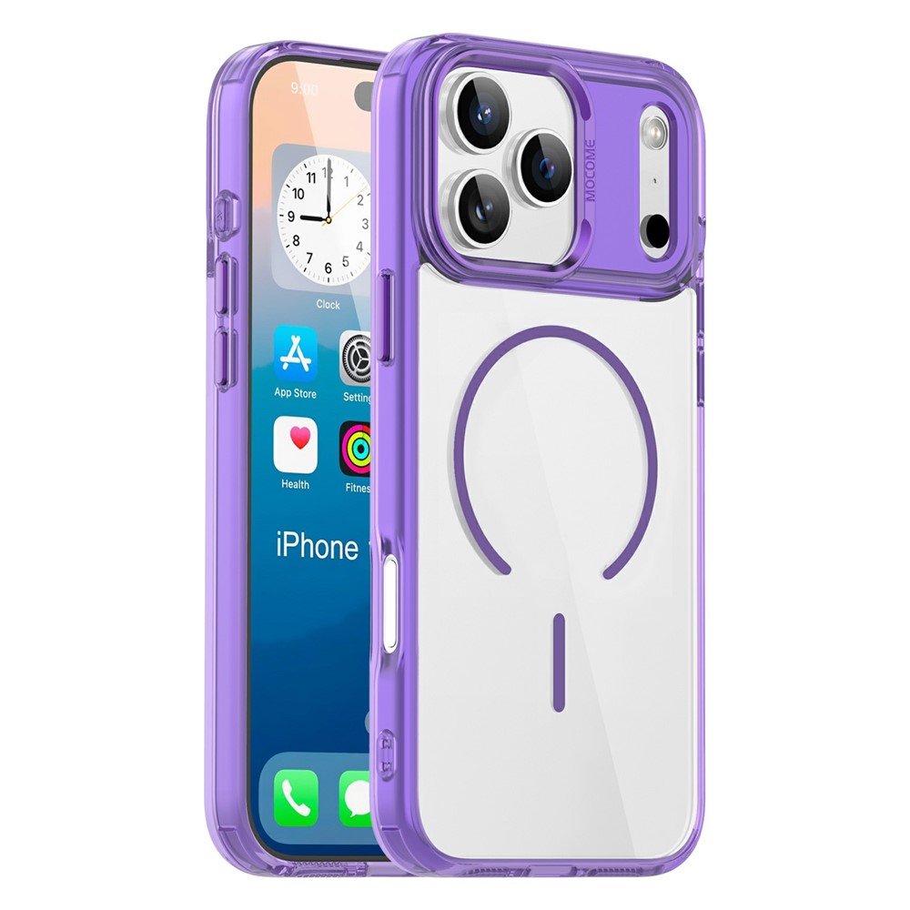 For iPhone 17 Pro Magnetic Case Compatible with MagSafe TPU PC Clear Phone Cover - Transparent Purple